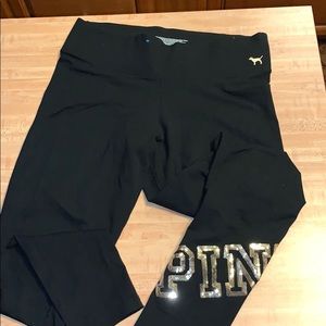 VS PINK Leggings w/ Gold Bling Trim